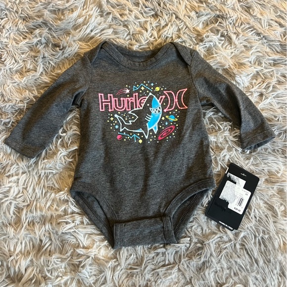 NWT Hurley infant shark long sleeve onesie - Picture 2 of 4